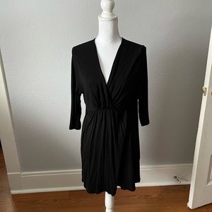 Pink Blush 2X Black Faux Wrap Maternity/Nursing Top